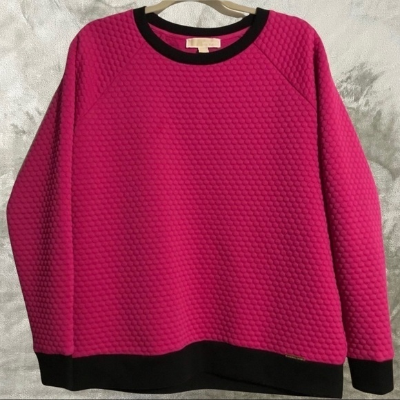 MICHAEL Michael Kors Pink Quilted Long Sleeve Crew Neck Sweater Top Size Large - Picture 1 of 6